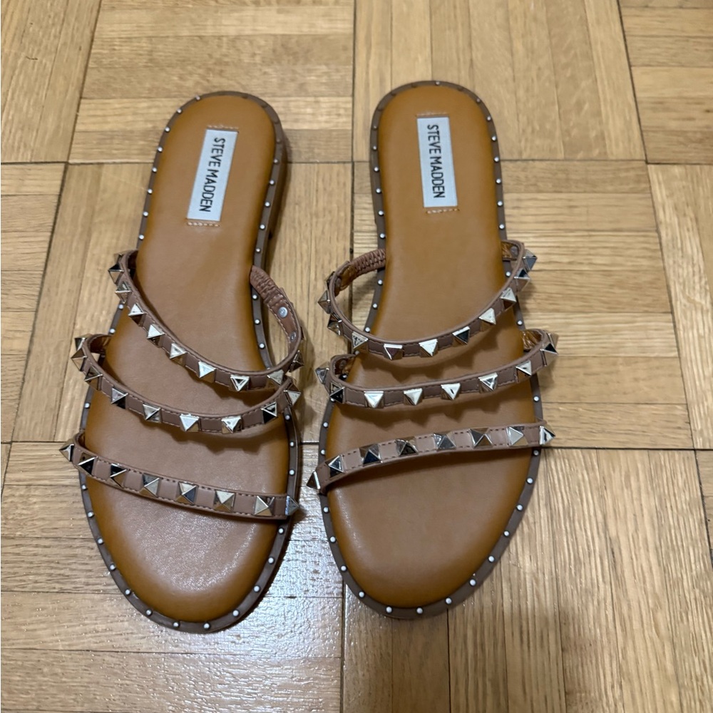 Steve Madden Tan Studded Sandals